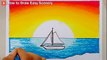 Drawing Easy Sunset Scenery For Beginners | How To Draw Beautiful Sunset Scenery With Oil Pastels