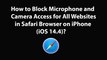 How to Block Microphone and Camera Access for All Websites in Safari Browser on iPhone (iOS 14.4)?