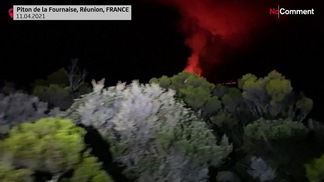 Images of Piton de la Fournaise volcano erupting in France's Reunion Island