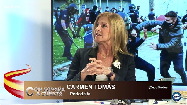 CARMEN TOMÁS: La gente de Vallecas no estaba en el meeting de Vox, estaba la Gentuza, son una gentuza… Todo el mundo quiere venir a Madrid por su libertad