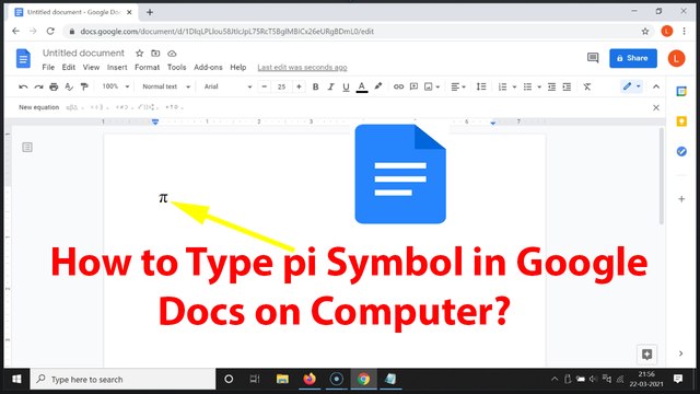 How to Type pi Symbol in Google Docs on Computer?