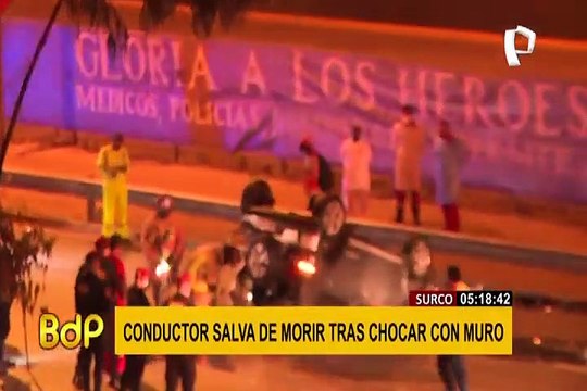 Surco: conductor salva de morir tras chocar contra muro en la Panamericana Sur