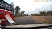 Motorist Narrowly Avoids Fallen Pipe from Truck