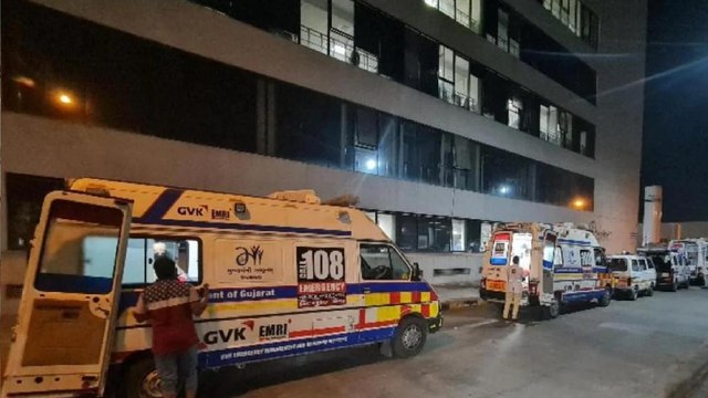 Patients waiting outside covid hospital in Ahmedabad