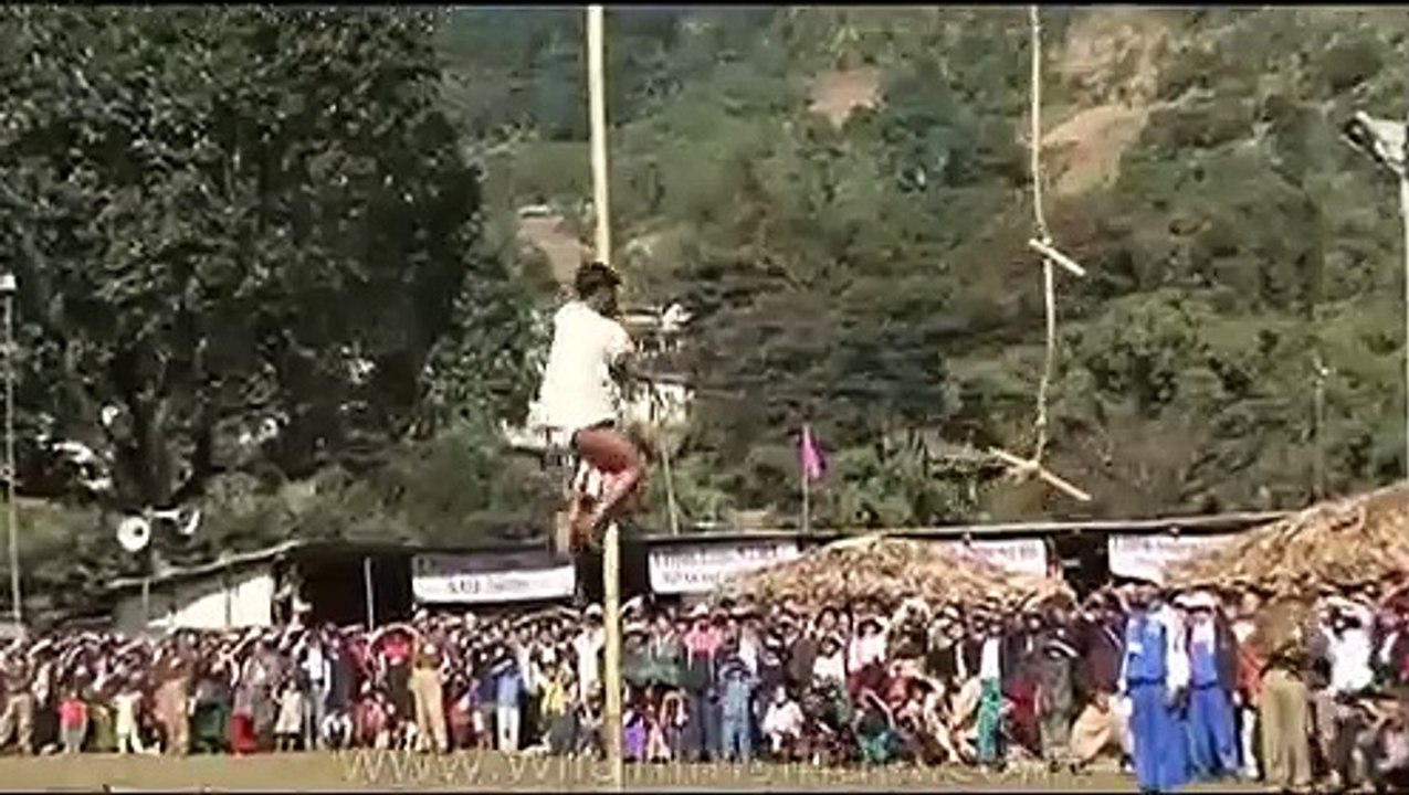 Bamboo pole climbing in Arunachal Pradesh