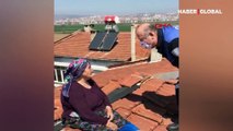 Çatıdaki yaşlı kadın polisi alarma geçirdi! Gerçek sonradan ortaya çıktı
