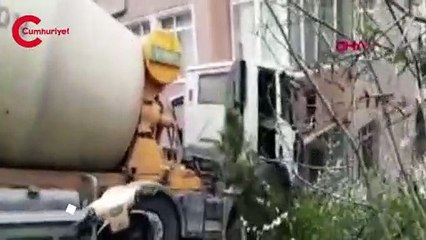 Beşiktaş'ta beton mikseri 6 katlı binaya çarptı