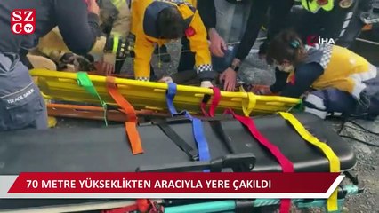 Sarıyer'de dönüş yapan genç sürücü kayalıklardan aşağı uçtu