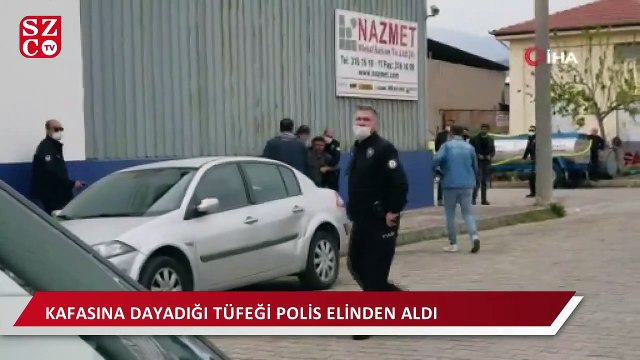 Oğluna kızan adam kafasına tüfeği dayadı