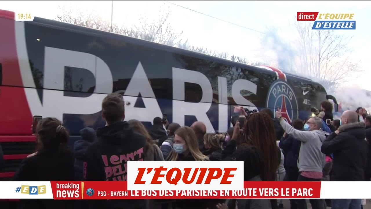 Le car des Parisiens en route pour le stade - Foot - C1 - PSG