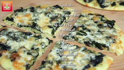 Pizza Aux Épinards & Fromage - Spinach & Cheese Pizza -  بيتزا بالسبانخ