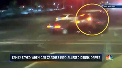 Dramatic Video Shows Car Accident Near Miss With Family Crossing Street | Nbc Nightly News