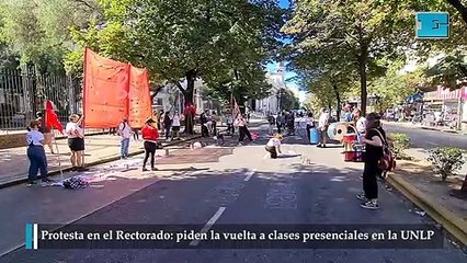 Protesta en el Rectorado piden la vuelta a clases presenciales en la UNLP