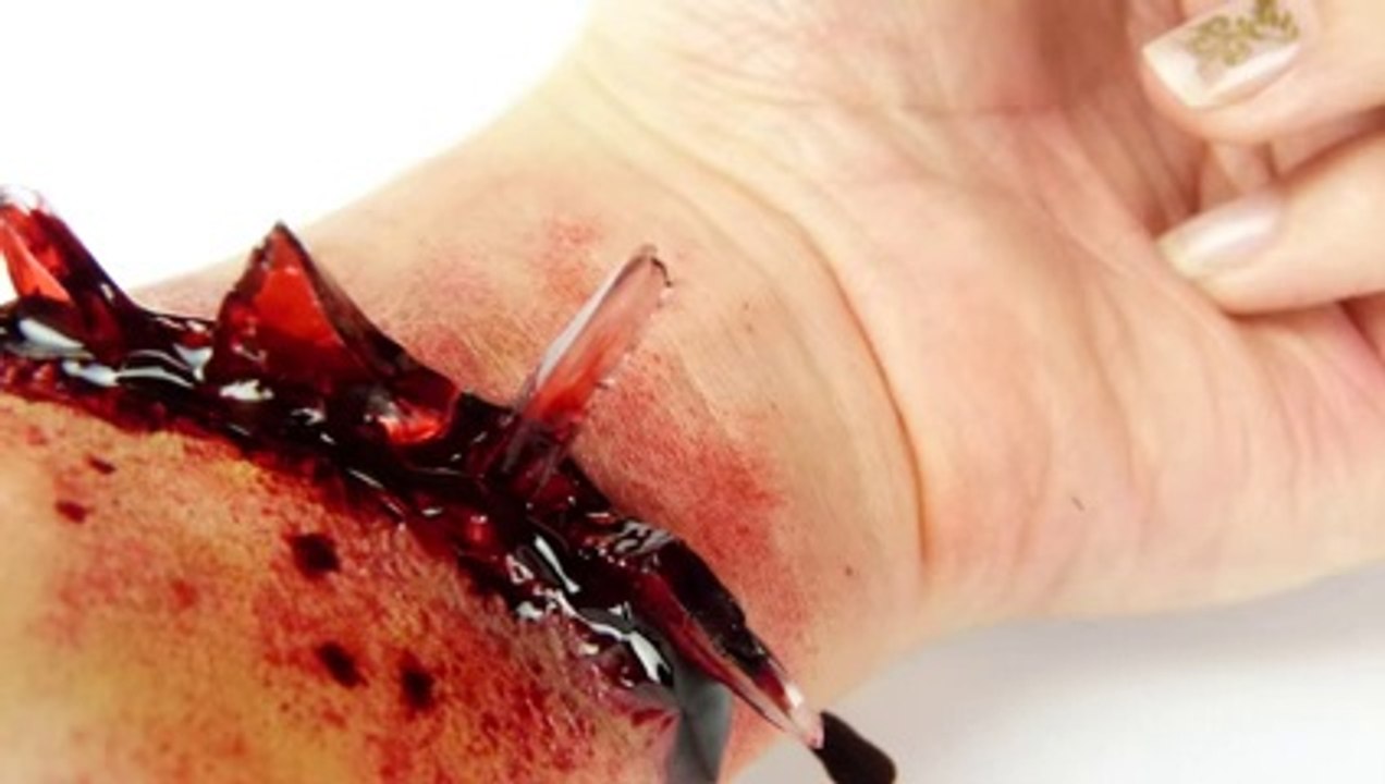 FX Makeup Series- Broken Glass Hand Injury _ Cut Halloween Tutorial