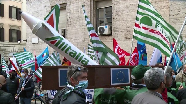 Демонстрация протеста работников «Алиталии»