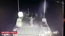 Sınırımızı geçen Yunan gemisini ezip geçen Türk gemisi kamerada!
