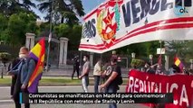 Comunistas se manifiestan en Madrid para conmemorar la II República con retratos de Stalin y Lenin