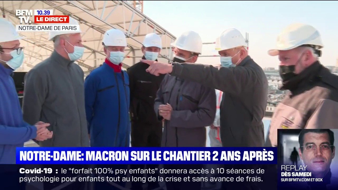 Emmanuel Macron en visite sur le chantier de Notre-Dame, deux ans après l'incendie