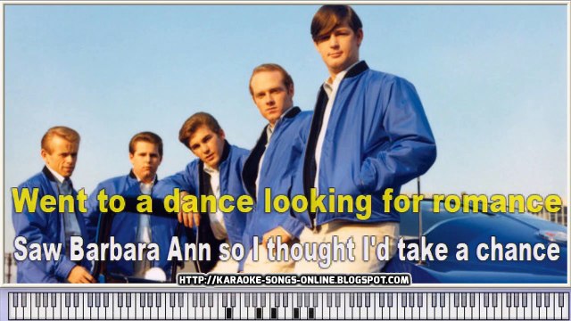 Beach Boys - Barbara Ann- karaoke songs online with lyrics on the screen and piano.