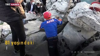 Kayalıklara sıkışan yaşlı kadın 3 gün sonra kurtarıldı