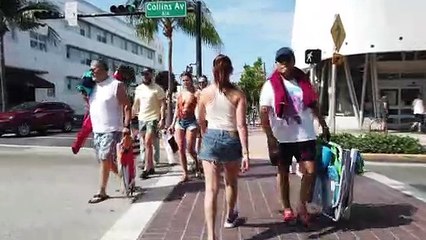 No Bra Izatrips Walking West Coast @ South Beach Miami