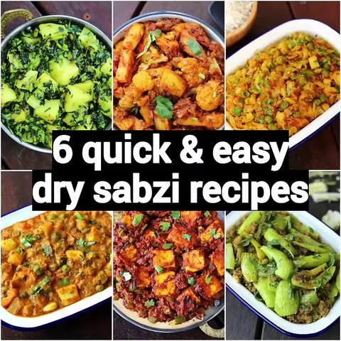 6 Quick & Easy Dry Sabzi Recipes | 6 सूखी सब्जियाँ | Monday 2 Saturday Quick Dry Curries