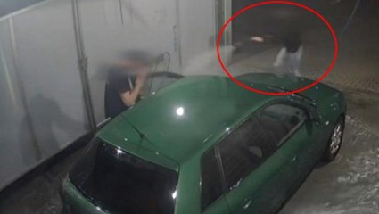Genç kadın, araba hırsızını tazyikli suyla etkisiz hale getirdi! Şaşkına dönen hırsız yakalandı
