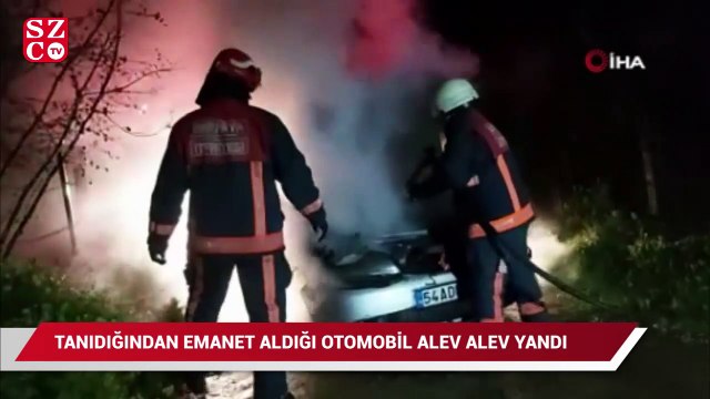 Tanıdığından aldığı emanet otomobil alevlere teslim oldu