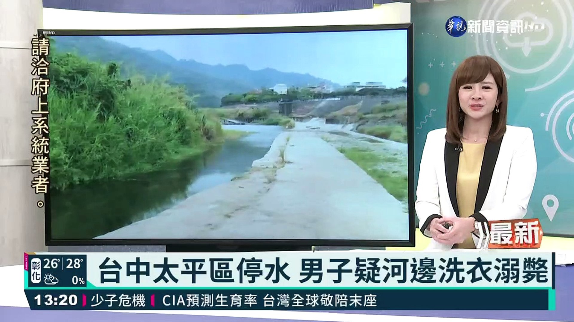 台中太平區停水男子疑河邊洗衣溺斃 影片dailymotion