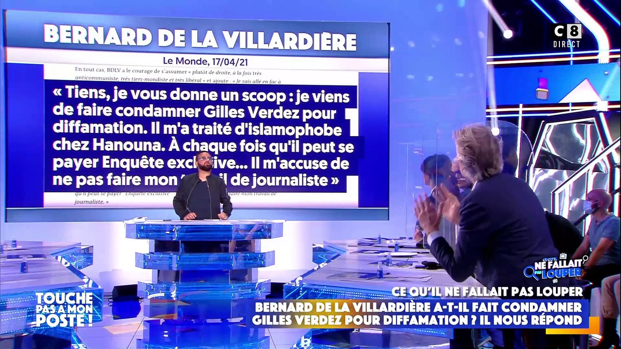 Gilles Verdez confirme avoir été condamné pour diffamation par Bernard de la Villardière et révèle le montant de son amende - "Touche pas à mon poste", C8