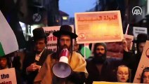 Kudüs'te İsrail bayrağını ateşe veren Ultra Ortodoks Yahudiler, Siyonizm'e tepki olarak Filistin bayrağı açtı