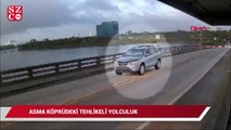 ABD'de asma köprüdeki tehlikeli yolculuk kamerada