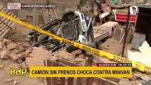 Huarochirí: camión sin frenos choca contra miniván