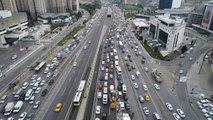 KISITLAMA ÖNCESİ TRAFİK YOĞUNLUĞU HAVADAN GÖRÜNTÜLENDİ