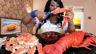 Mukbang eating King Crab and Lobster by Bloveslife
