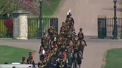King's Troop Royal Horse Artillery arrive at Windsor Castle