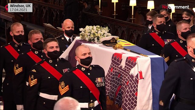 Queen and royal family at funeral of Prince Philip