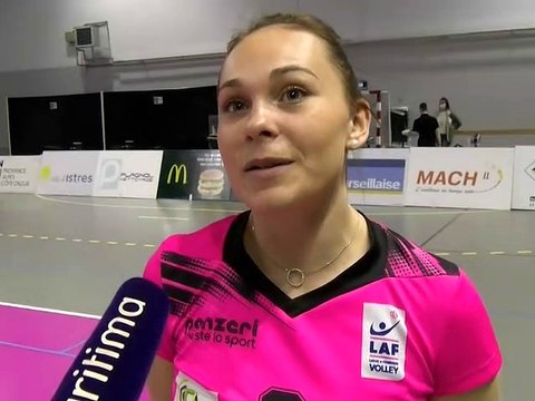 Chloé Once après la victoire d'Istres Provence Volley sur Mougins