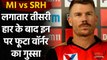 MI vs SRH: David Warner comments on Williamson's absence from SRH playing XI | वनइंडिया हिंदी