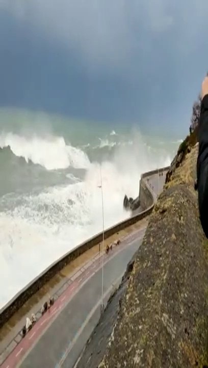 big waves hitting shore