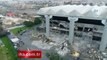 Abdi İpekçi Spor Salonu yıkım çalışması havadan görüntülendi