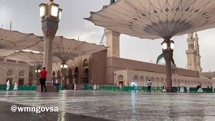 لحظة سقوط الأمطار على المسجد النبوي: فيديو سجل اللحظة
