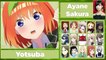 The Quintessential Quintuplets All Characters Japanese Dub Voice Actors Seiyuu Same Anime Characters