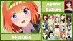 The Quintessential Quintuplets All Characters Japanese Dub Voice Actors Seiyuu Same Anime Characters