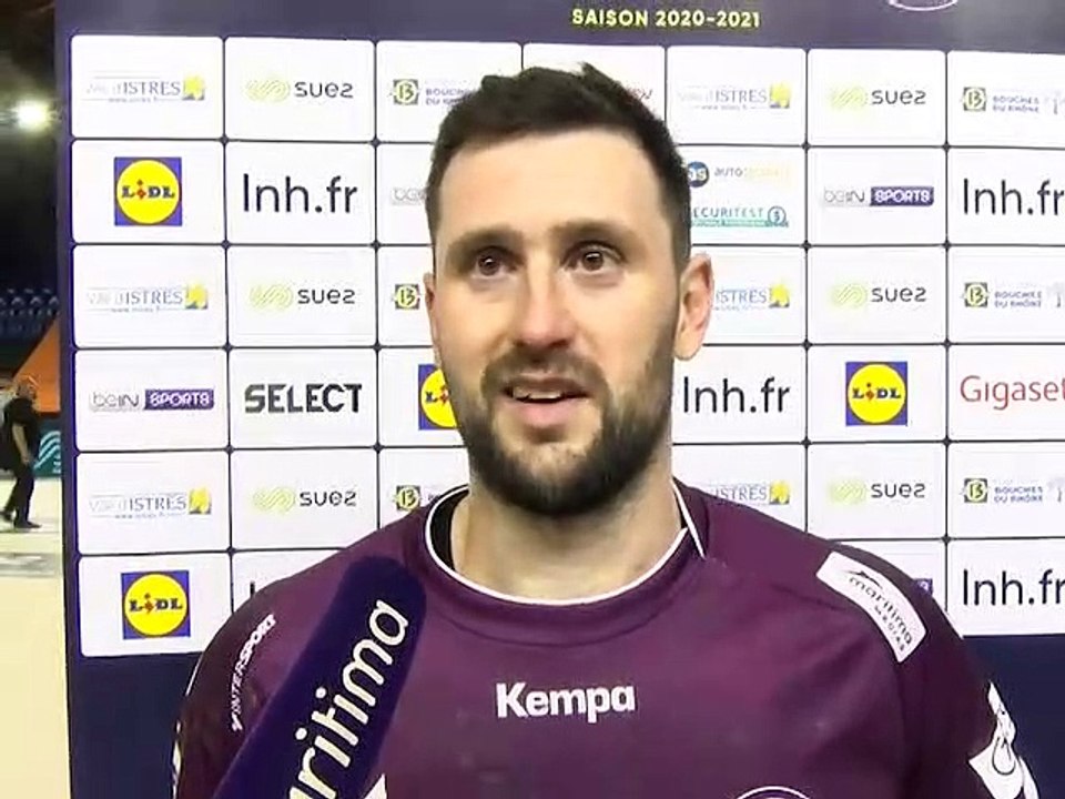Pablo Marrochi après la victoire d'Istres Provence Handball contre Ivry