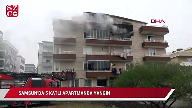 Samsun'da 5 katlı apartmanda yangın paniği