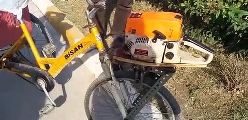 Bisiklete testere motoru taktı