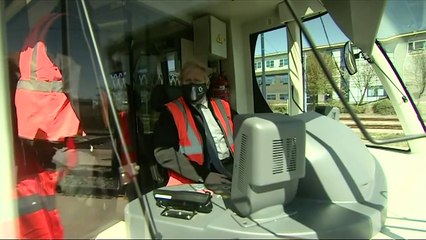 PM drives tram while on West Midlands visit