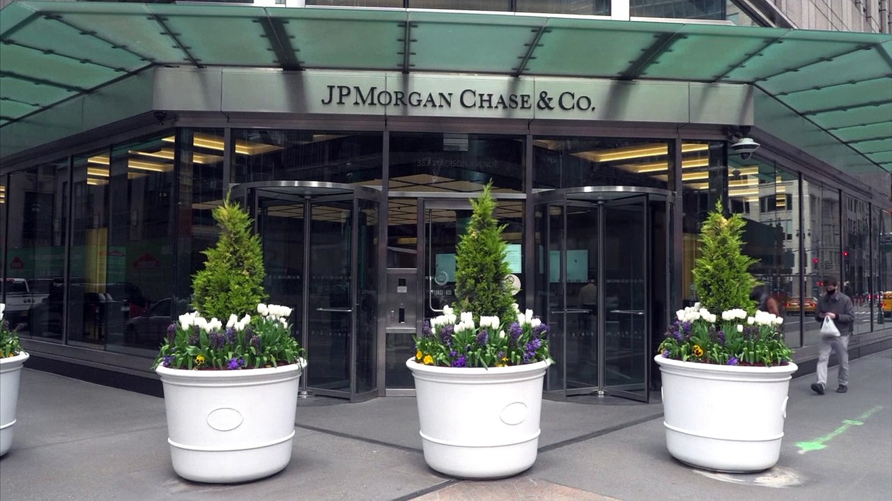 Exteriors of JPMorgan headquarters, banking giant financing European Super League