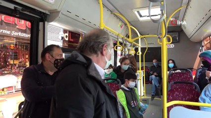 Yaşlı adam yasağa rağmen belediye otobüsüne binmek istedi